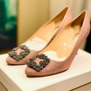 Manolo Blahnik Pink sparkly 100 percent authentic